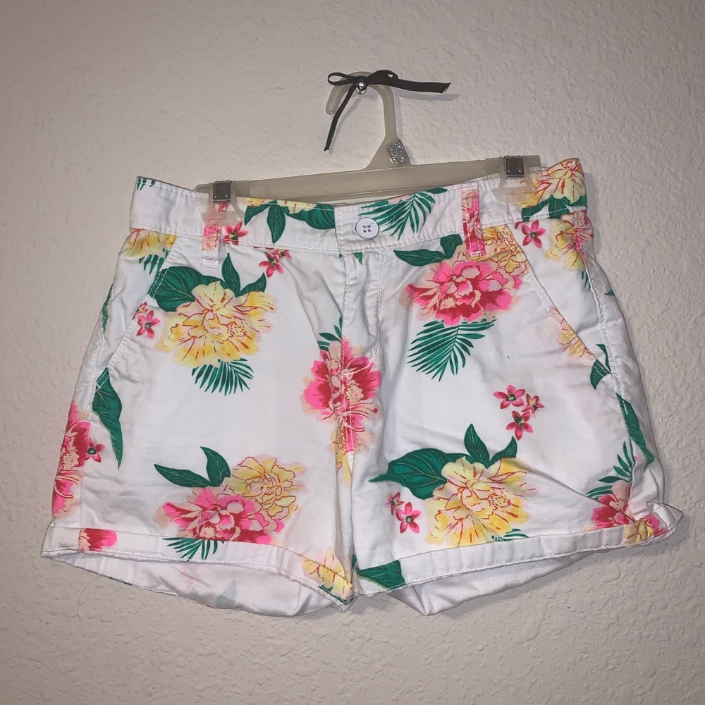 Floral White Shorts